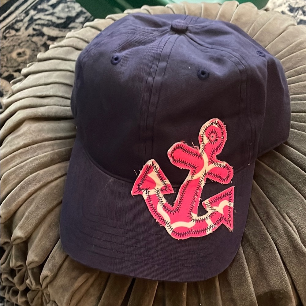 Navy Cap with Pink Anchor Patch
